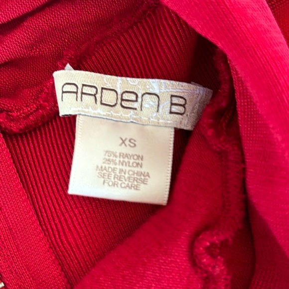 EUC Arden B Red Bodycon Bandage mini Dress Mock Neck Long Sleeve XS - Picture 6 of 7